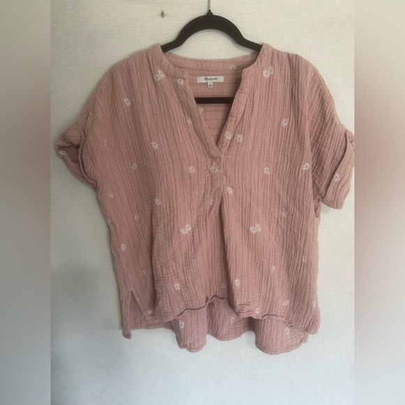 Madewell embroidered Lakeline Popover Shirt In Warm Thistle - Picture 2 of 8